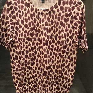 J Crew Brown Silk Blend Sweater in Giraffe Print